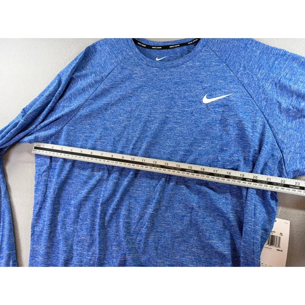 Nike Swim Dri-FIT Heather Long Sleeve Rash Guard Blue UPF 40+ NESSA590-494 XXL